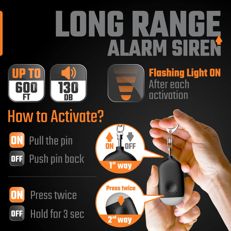 [Australia - AusPower] - Rechargeable Self Defense Keychain Alarm 2 Pack – 130 dB Loud Emergency Personal Siren with LED Light – SOS Safety Alert Device Key Chain for Women, Kids, Elderly, and Joggers by WETEN (Black&White) Black&White 