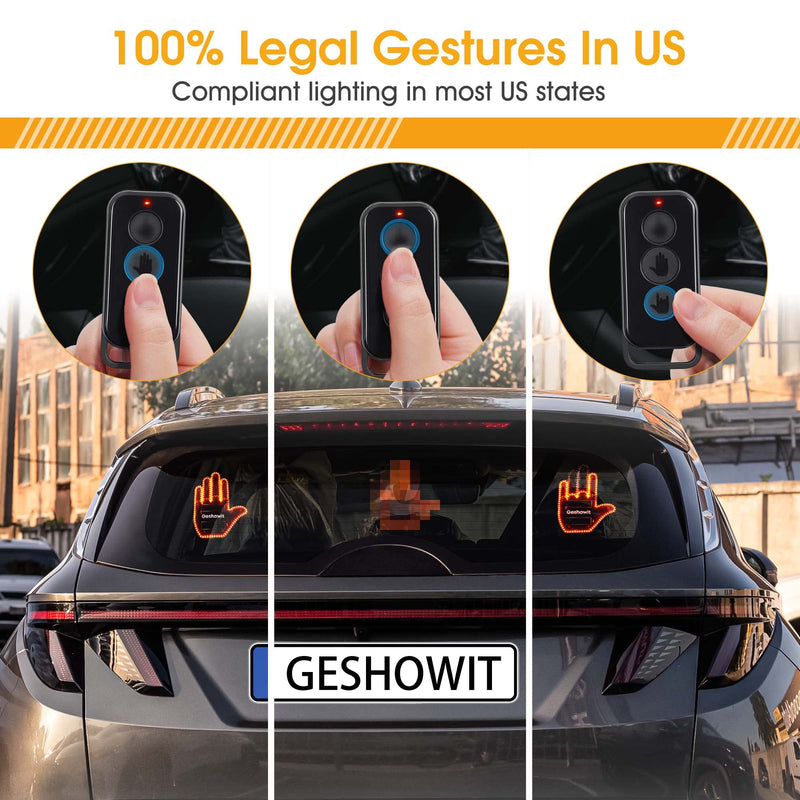 Car Accessories for Men, Car Finger Light with Remote - Give The Bird & Wave & Love to Drivers - Truck Accessories, Finger Flicker LED Hand Gesture Signs, Ideal Gift for Men and Women Black