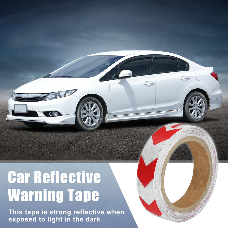 ACROPIX Universal 2.5cmx9m Red and White Arrow Car Reflective Stickers Reflective Tape Safety Warning Reflective Protector - Pack of 1
