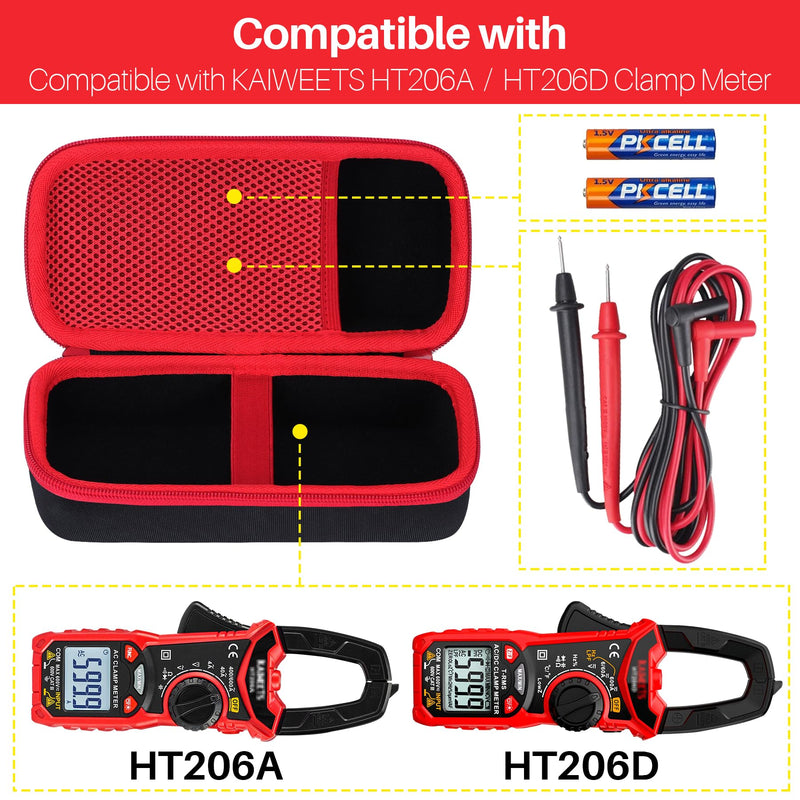 [Australia - AusPower] - Hard Case Compatible with KAIWEETS HT206A HT206D Clamp Meter Multimeter TRMS Auto-ranging Amp Voltage Tester 