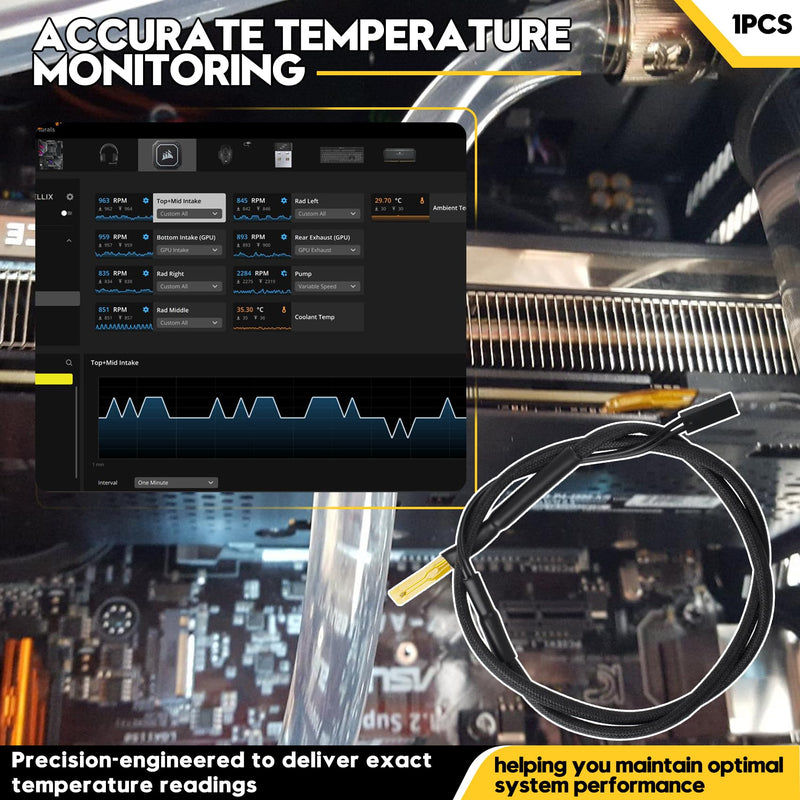 [Australia - AusPower] - 5060175584175 Temperature Sensor Wire Sensor for ASUS Brand for Models: b-550,Z790,ROG Strix B650E-E,x670e Creator,x99-E-WS-10G,Z-170 Pro Gaming,Dark Hero VIII 