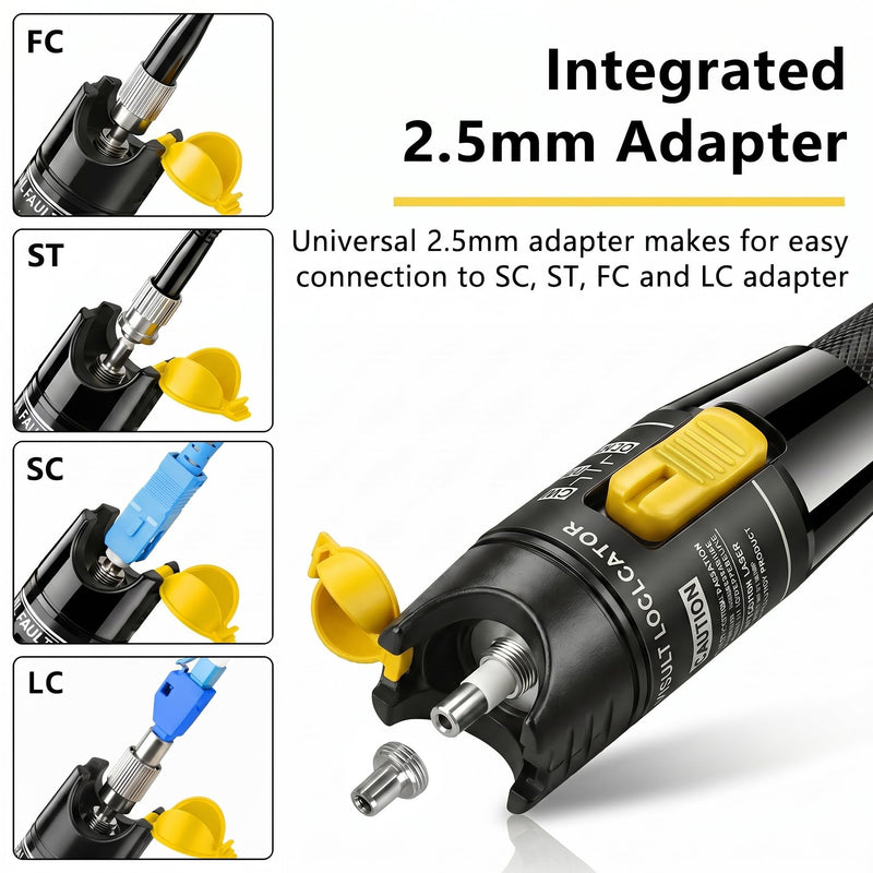 FTTH Fiber Optic Tool Kit | VFL Fiber Power Meter | 70~+10dBm | 50MW Fiber Optic Visual Fault Locator | VFL Fiber Optic Test Pen (Yellow+Grey)