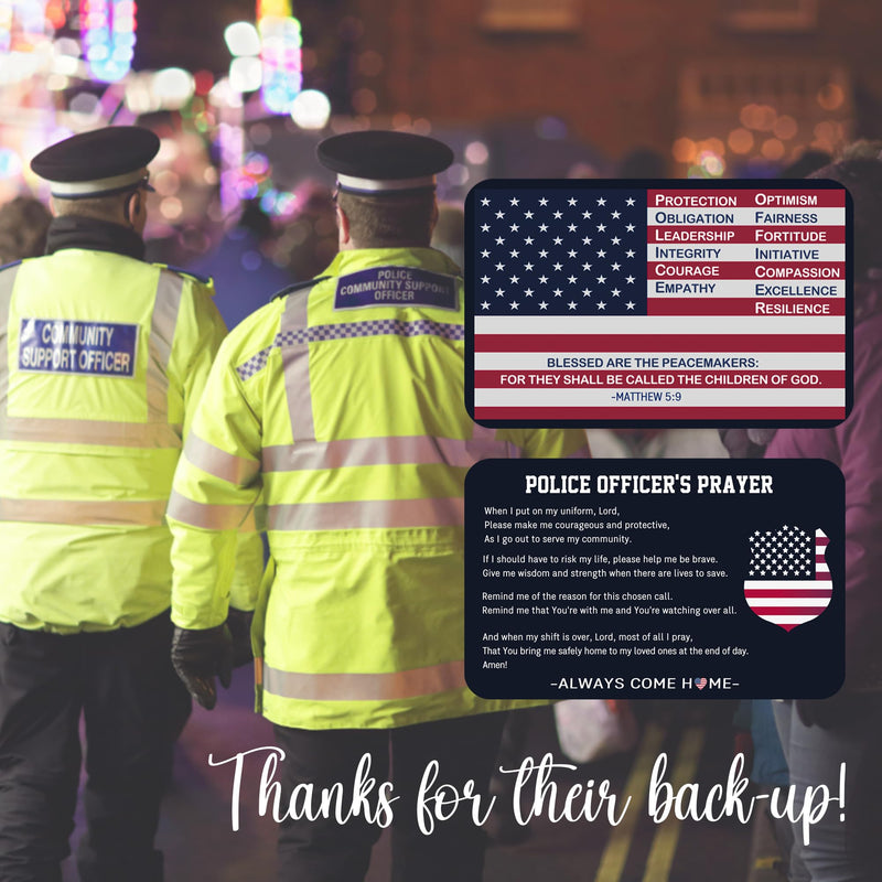 Police Officer Prayer Cards Gift Set with Keychains, Bulk Law Enforcement Thank You Gifts for Graduation & Police Week PoliceCard-R45