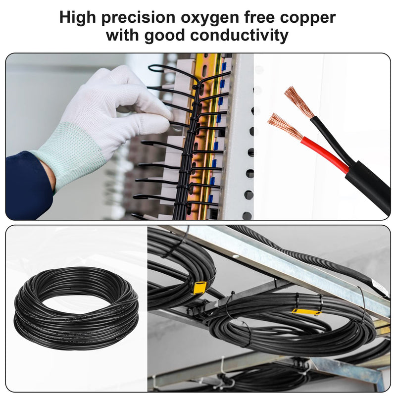 [Australia - AusPower] - 18 Gauge Electrical Wire 2 Conductor,18 AWG Electrical Wire Stranded PVC Cord Oxygen-Free Copper Cable,50FT Pure Copper Electrical Wire Cord for LED Lamp Lighting Strips Automotive 50FT 18AWG-2C 