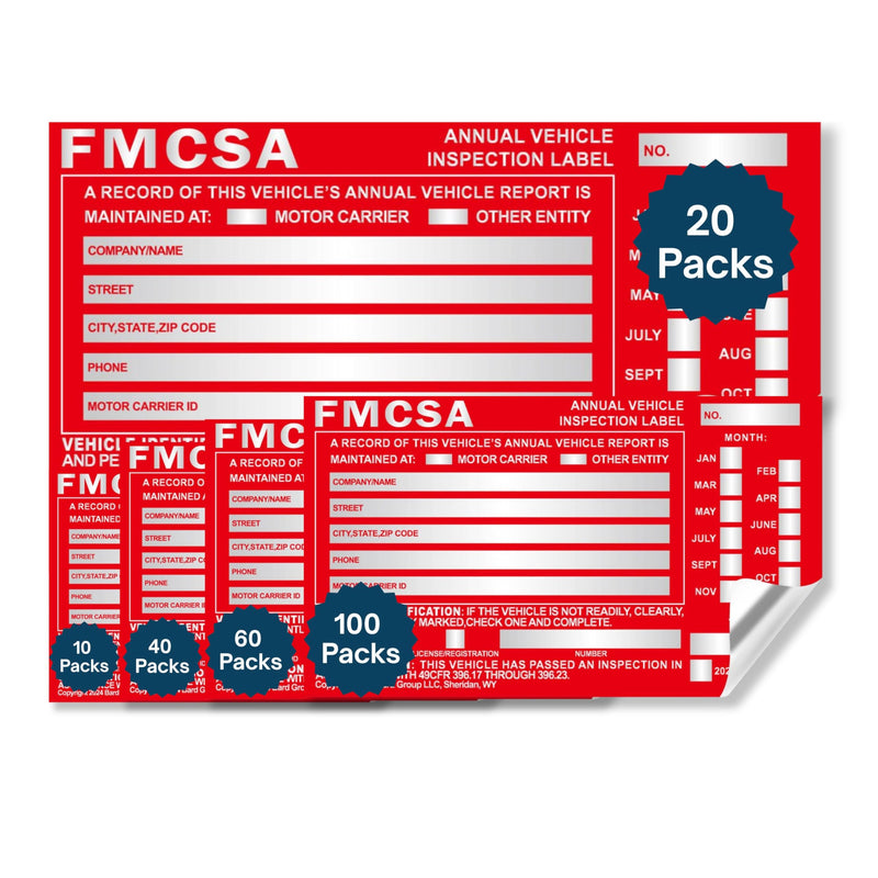 20-Pack DOT Compliant Aluminum Annual Vehicle Inspection Labels with Punch Boxes – Red FMCSA Inspection Stickers, Durable DOT Inspection Stickers (6” x 3.5”) 20-PACK