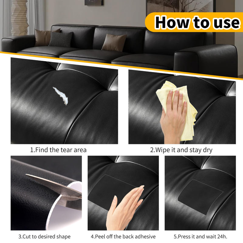 JuCheng Leather Repair Kit -Leather Repair Patch Self-Adhesive Waterproof Patch & Glue for Furniture, Car Seats, Sofa, Couch, Vinyl - Instant Fix for Tears & Scratches (Grey, 17X158 inch) Grey 17 in x 158 in