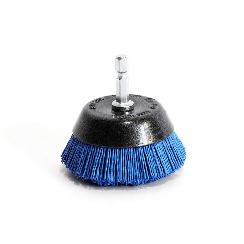 S&R Cup Brush Nylon Fine-Grained Diameter 65 mm Hexagonal Shaft 1/4 Inch (6.35 mm) | Brush for drill, wire brush with fine-grained nylon wire, cup brush nylon brush for grinding, removal work