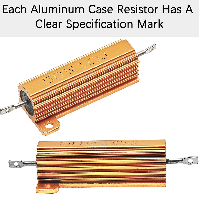 [Australia - AusPower] - 2 Pack Aluminum Case Resistor 50W 1 Ohm Housing Wirewound Resistors, Screw Tap Chassis Mounted Load Resistors Adapters for Inverter, LED Lights, Speakers 