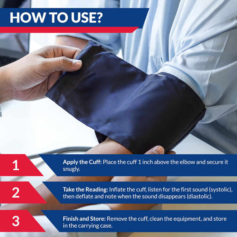 [Australia - AusPower] - Dixie EMS Aneroid Sphygmomanometer and Dual Head Stethoscope Set with Adult Size Blood Pressure Cuff, Calibration Key and Carrying Case – Navy Blue - FSA/HSA Eligible 