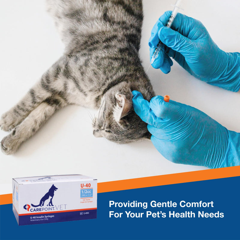 [Australia - AusPower] - U-40 Pet Insulin Syringes, 29G x 1/2" 1/2cc, Comfortable Injection, Bold Permanent Markings for Accurate Dosage, Disposable, Box of 100 29 Gauge 1/2cc 