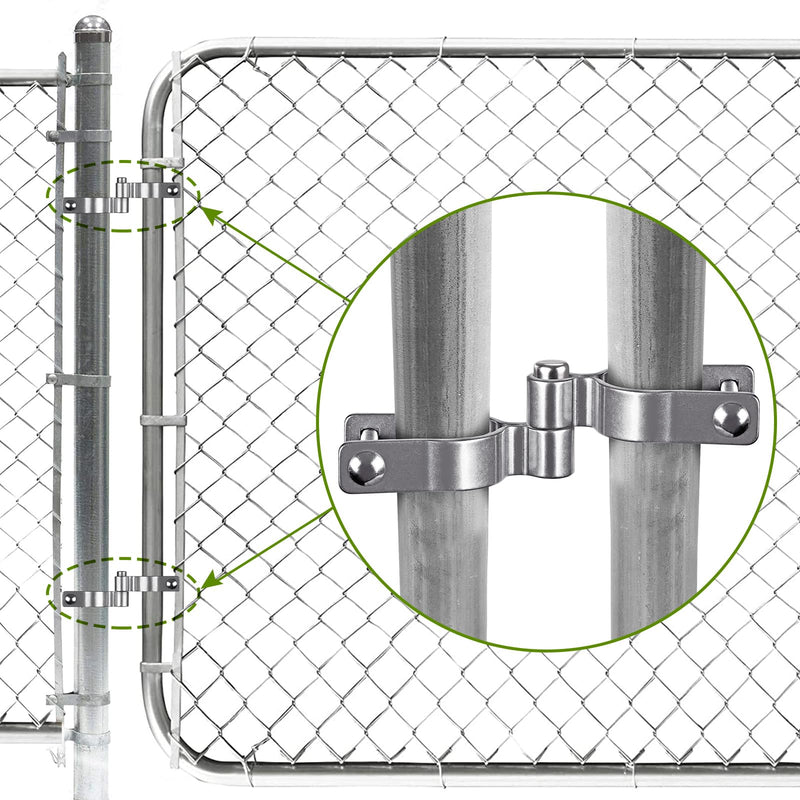 Insaga 2 Pack 1-7/8" Heavy Duty Chain Link Fence Gate Hinges, 304 Stainless Steel T-Post & Pipe Gate Hinge Kit with Frame and Post Brackets, Bolts & Nuts Included for Farm, Cattle, and Chain Link Gate Light Weight 1-7/8''-2Pack