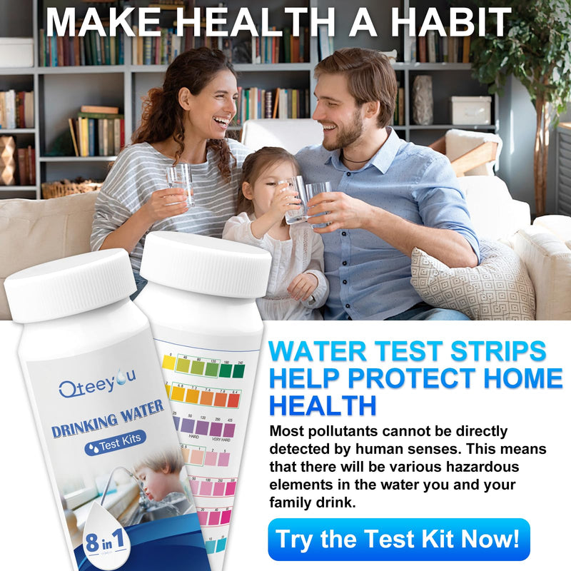 Lead Water Test Kit 2026 Upgraded 8 in 1 Home Drinking Water Testing Kits 50pcs, House Tap and Well Water Hardness Tester, Lead Test Strips for Alkalinity, pH, Copper, Nitrite&Chlorine 50pcs Box