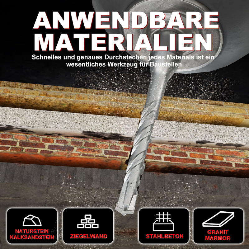 [Australia - AusPower] - METOTY SDS Plus Drill Bit 12 mm x 260 mm, Masonry Drill, Hammer Drill, Concrete Drill, for Stone, Concrete, Natural Stone, Brick Wall 12mm×260mm 