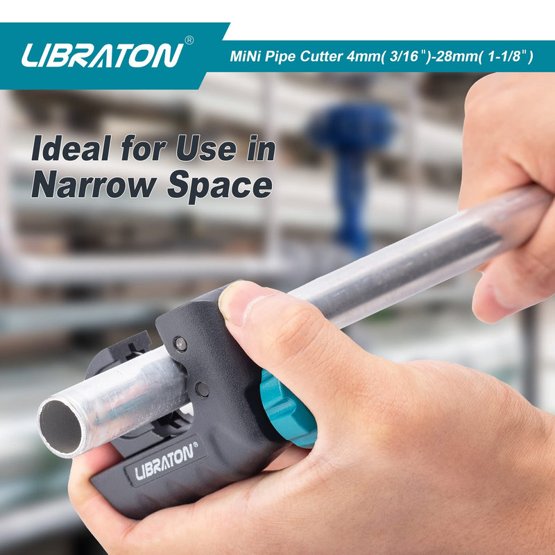 [Australia - AusPower] - Libraton Tubing Cutter 3/16" to 1-1/8", Mini Tube Cutter, Copper Cutter, Heavy Duty Mini Pipe Cutter, Copper Tube Cutter with Deburring Tool for Copper Pipe, Aluminum Pipe, Thin Stainless Steel Pipe 3/16" to 1-1/8" 