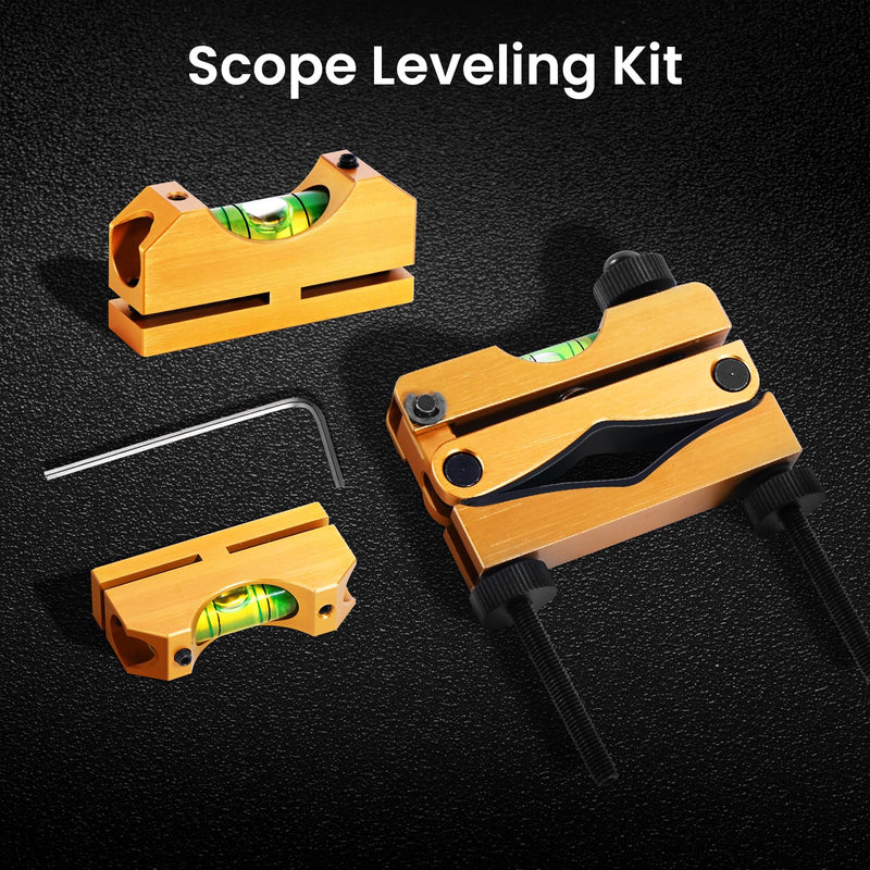[Australia - AusPower] - Scope Leveling Kit, Professional Scope Level Universal Scope Mounting Kit with Magnetic 2 Universal Level Bubbles, Scope Leveling Tool for Equipment Frame Maintenance Gold 