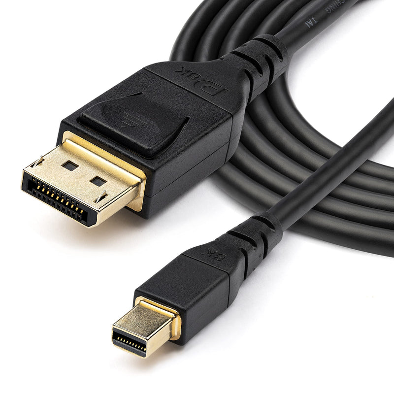 StarTech.com 6ft (2m) VESA Certified Mini DisplayPort to DisplayPort 1.4 Cable - 8K 60Hz HBR3 HDR - Super UHD mDP to DP 1.4 Cord - Slim (34 AWG) Ultra HD 4K 120Hz - Monitor/Video Cable (DP14MDPMM2MB) 6 ft