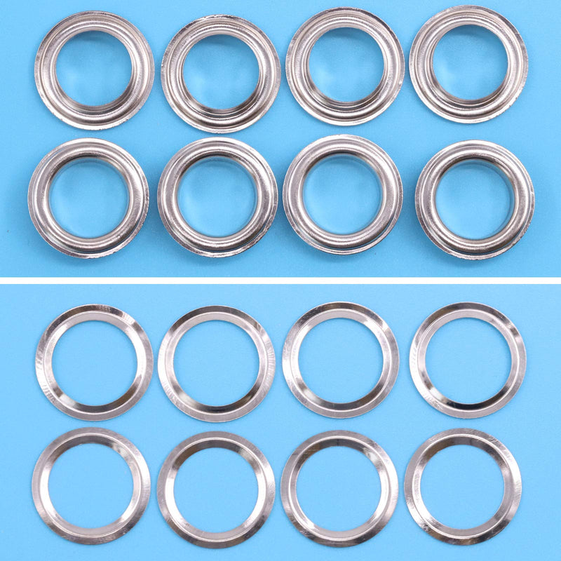 Glarks 124Pcs 1/2 Inch Silver Grommets Eyelets with Tool Sets, 120Pcs Grommets Eyelets with 4Pcs Installation Tools for Fabric, Canvas, Curtain, Clothing, Leather Repair and Decoration Silver Grommets Eyelets With Tools