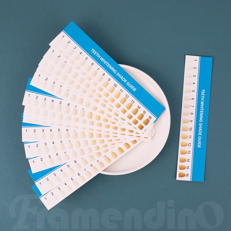 [Australia - AusPower] - Framendino, 50 Pack Paper Teeth Shade Guide Whitening Comparing Chart for Home Care 1 Count (Pack of 50) Rectangle 