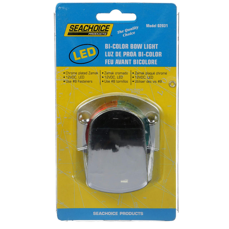 SEACHOICE LED Bow Light, Marine Navigation, Chrome Bi-Color, 1-Mile Visibility for Sail or Powerboats Under 39 Feet