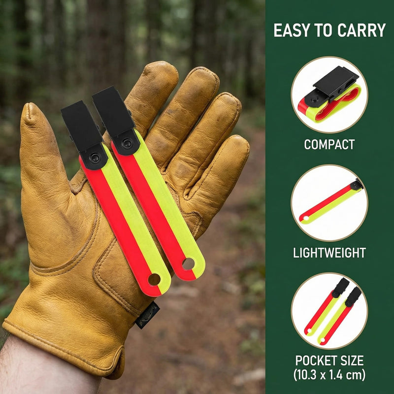Little World 48-Pack High Visibility Reflective Trail Markers - 4" Fluorescent Orange Clips for Hunting, Hiking & Outdoor Navigation