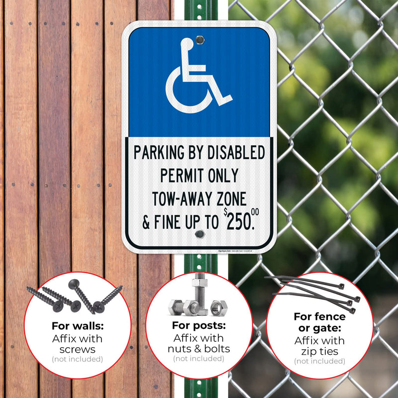Florida Handicap Parking Sign, Parking by Permit Only, 12x18 Inches, 3M EGP Reflective .063 Aluminum, Fade Resistant, 12x18 Reflective