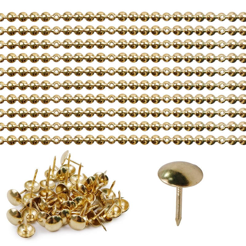 [Australia - AusPower] - Antrader Upholstery Tacks Strips 10Pcs 1Meters Decorative Nail Strips Trim for Sofa Headboard Chair Furniture Decorative Nail with Single Tacks (11mm Gold) 