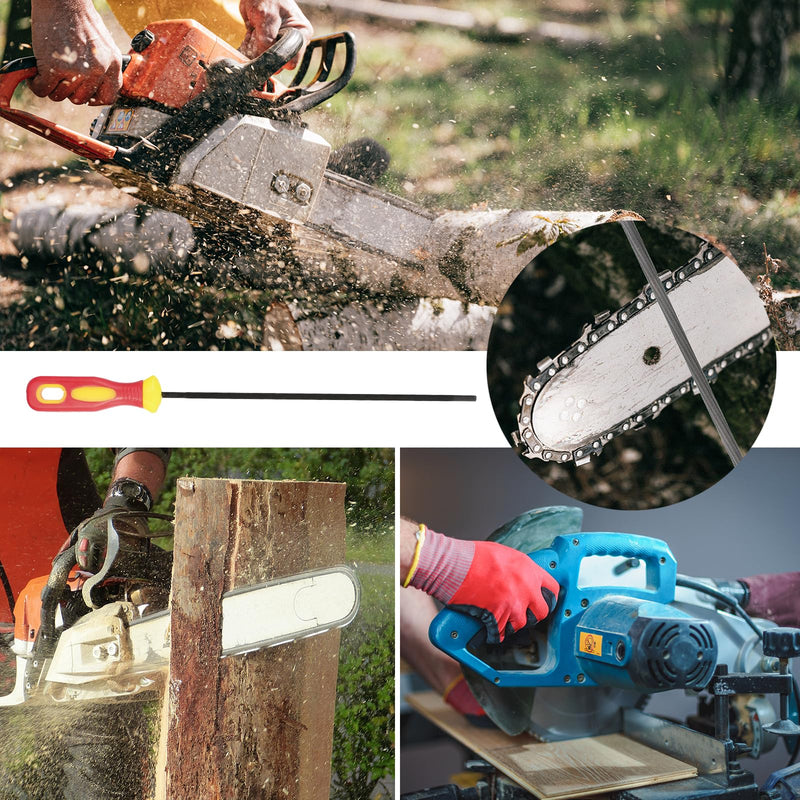 [Australia - AusPower] - PATIKIL Chainsaw Chain Sharpening File, 2 Pack 5/32-Inch (4.0 Mm) Round Chain Saw Sharpener File with Plastic Handle for Chainsaw, Red Yellow 