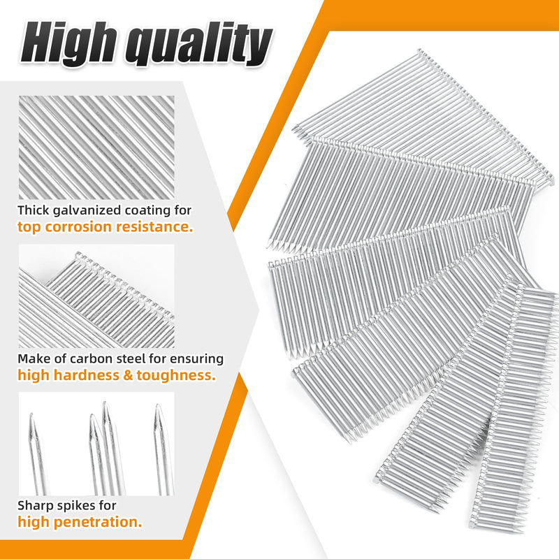 [Australia - AusPower] - ST25 14 Gauge Concrete T Nails, 1'' (25MM) Length Collated Concrete T Nails, Galvanzied, 800 PCS/BOX, Fasteners for Pneumatic Concrete T Nailer, Air T Nail Gun ST25 