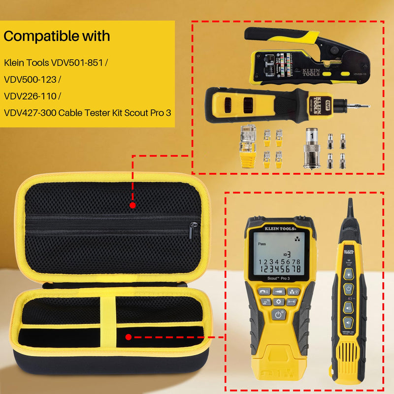 [Australia - AusPower] - Storage Case Compatible with Klein Tools VDV501-851 / VDV500-123 / VDV226-110 / VDV427-300 Cable Tester Kit Scout Pro 3 