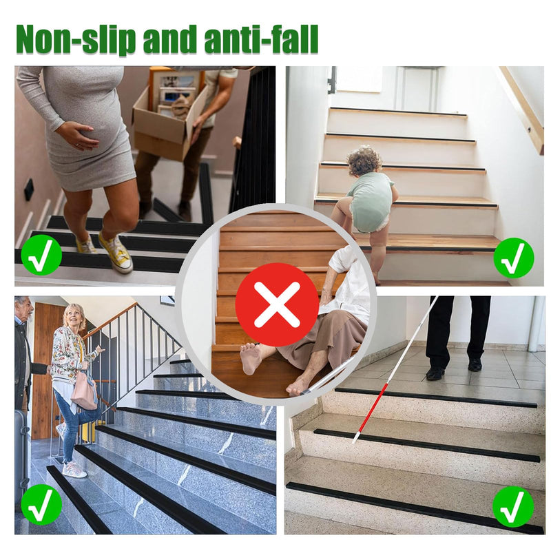 Aluminum Stair Edge Protector - Non-Slip Stair Treads & Nosing for Staircases & Porch, Easy-to-Install (Silver-Black 6PCS 35.4inch) Silver-Black02 6