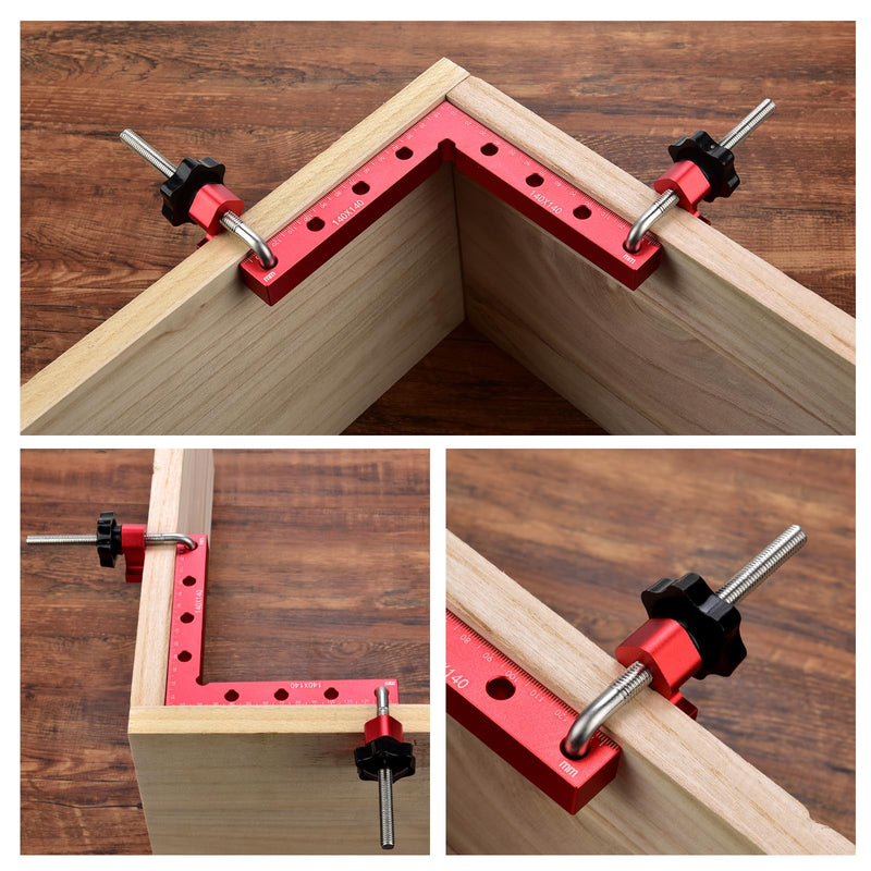 [Australia - AusPower] - 90 Degree Clamp Aluminum Alloy Corner Clamps for Woodworking,5.5" x 5.5"Carpenter Right Angle Clamping Square Tools for Box,Shelves,Picture frames,Drawers Cabinets Position (4 PACK) 14x14cm 4Pack 
