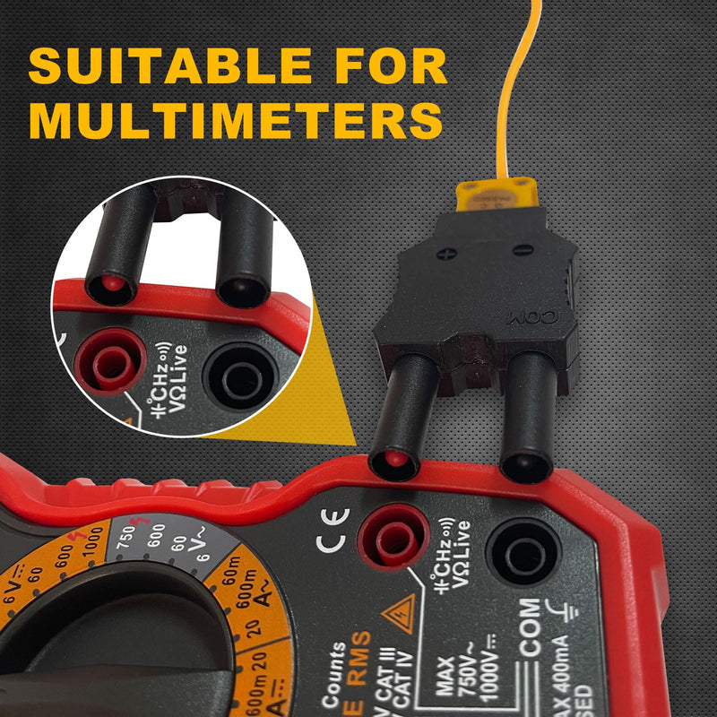[Australia - AusPower] - HVAC Temperature Clamp with Banana Plug Adapter, K-Type Thermocouple Clamp Pipe Temperature Clamp for HVAC/Multimeter, Temperature Sensor Probes Measures -40~392℉(-40~200℃) 