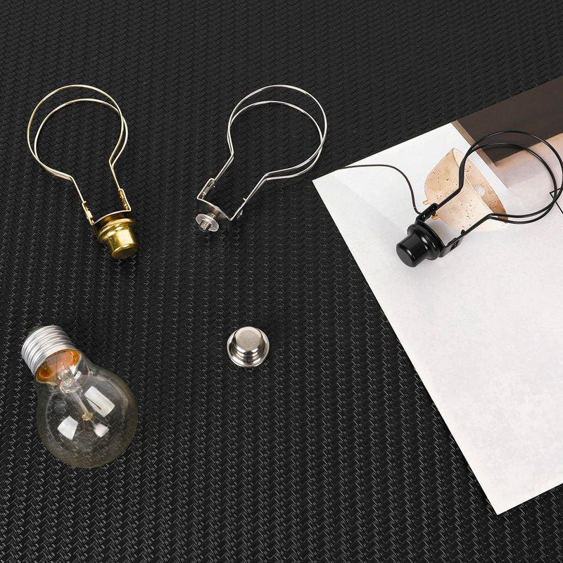[Australia - AusPower] - 2 Pack Round Lamp Shade Light Bulb Clip Adapter, ALUCSET Lampshade Holder Clip on with Lamp Shade Attaching Finial Top Bracket Holder Support Fitter Parts Converter (Set of 2, Black) 