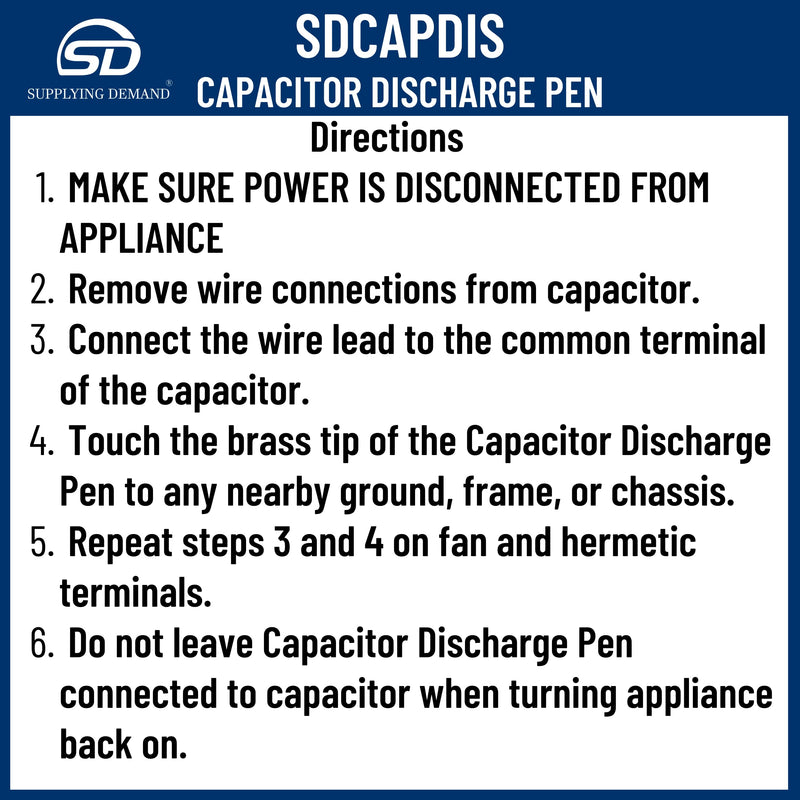 Supplying Demand CAPDIS Capacitor Discharge Pen Tool with LED Indicator 14 Inch Lead 440 VAC Max