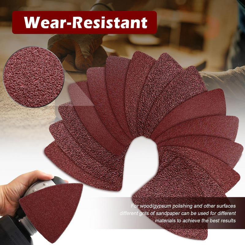 [Australia - AusPower] - 208Pcs Oscillating Tool Sanding Pads Kit, 4Pcs Triangle Sanding Pads and 4Pcs Finger Sanding Pad, 200Pcs Multitool Sandpaper Set, Grit Fit for Finishing Wood Sanding 
