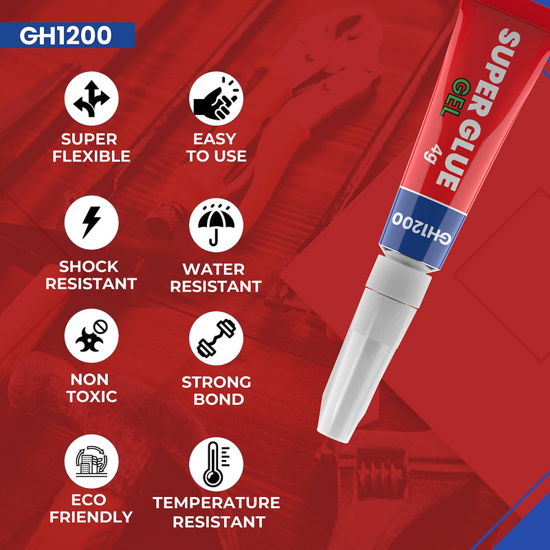 [Australia - AusPower] - 4Gx 8 Value Pack Super Glue Gel All Purpose with Anti Clog Cap. Super Fast Ca Glue, Superglue - Cyanoacrylate Glue for DIY Crafts and Many More 4g x 8 Gel 