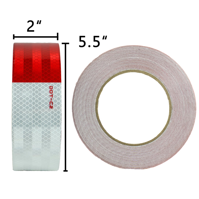 [Australia - AusPower] - DOT-C2 Reflective Tape 2 Inch x 30 Feet Red White Reflective Tape Outdoor Waterproof Conspicuity Strong Adhesive Reflector Tape Warning Safety Reflective Tape for Vehicles Trailers Boats Signs 2 IN x 30 FT White & Red 