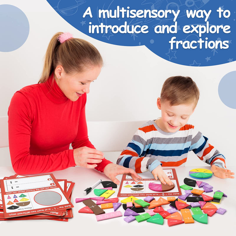 [Australia - AusPower] - Magnetic Fraction Tiles & Fraction Circles Activity Set - Math Manipulatives for Elementary School - Fraction Magnets & Resources - Fraction Strips & Bars 