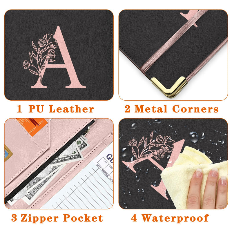 [Australia - AusPower] - Server Book, Alphabet Waitress Book for Waitress, Leather Waitess Book with Zipper Pocket, Server Manual Checkbook Fits Server Apron (A) A 