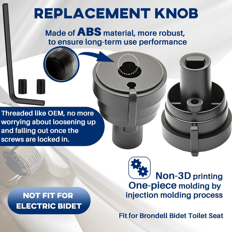 5 Pack Replacement Knob Compatible with Brondell Bidet Toilet Seat, for Non-Electric Swash Seat, Injection Moulding,ABS Material, Black 5 Pack