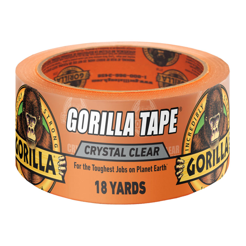 Gorilla Crystal Clear Tape, 1.88” x 18 yd (Pack of 1) - Weather Resistant for Indoor or Outdoor Projects and Repairs 1- Pack