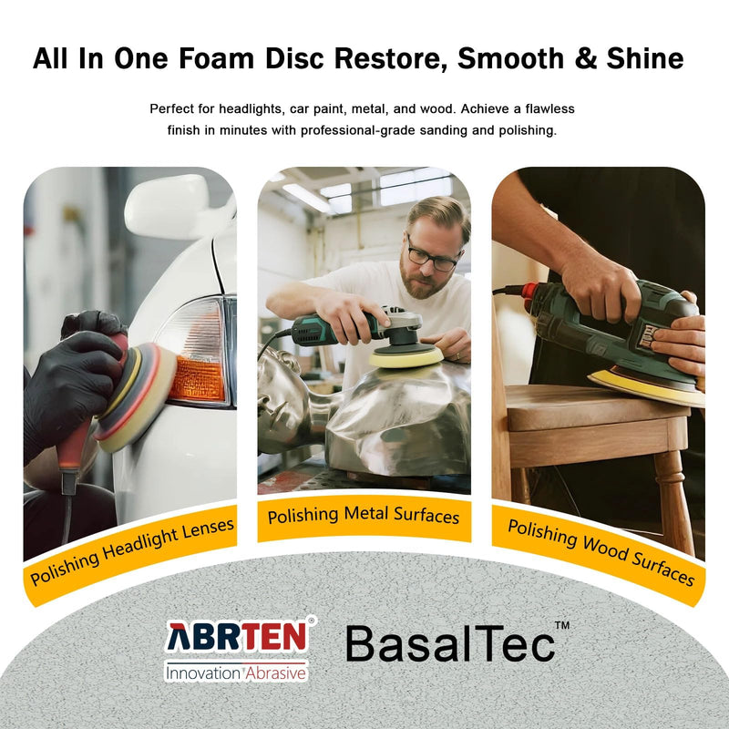 6" P5000 Foam Discs for Final Surface Refinement Before Polishing | Refines P3000 Marks Uniform Surface Finish Dry & Wet Sanding Foam-Backed Control Reduced Polishing Effort P5000-15Pcs