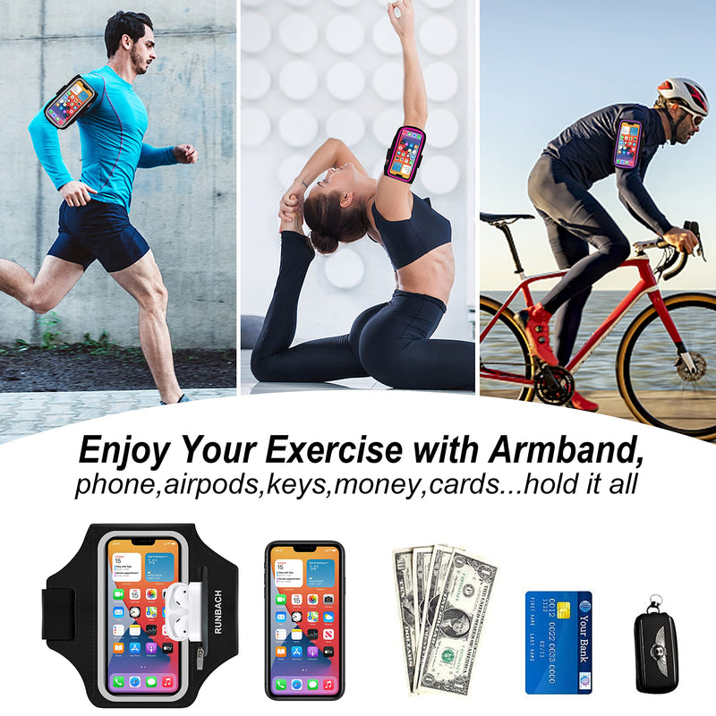 [Australia - AusPower] - Armband for Samsung Galaxy S24 Ultra/S23 Ultra/S22 Ultra/S21 Ultra/S20 Ultra/S24+/S23+/S22+/S21+/S20+/S10+/S9+/S8+, with Zipper Pocket for for Galaxy Buds and Car Key(Black) Black 