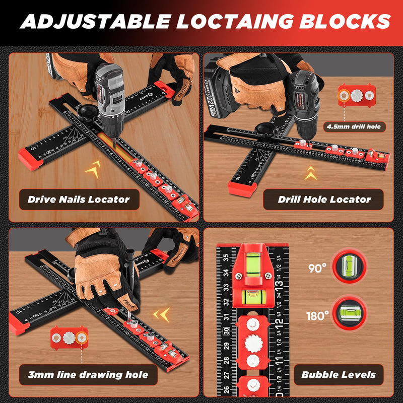 [Australia - AusPower] - Saker Miter Saw Protractor and Saker 4-in-1 Drilling Positioning Ruler 