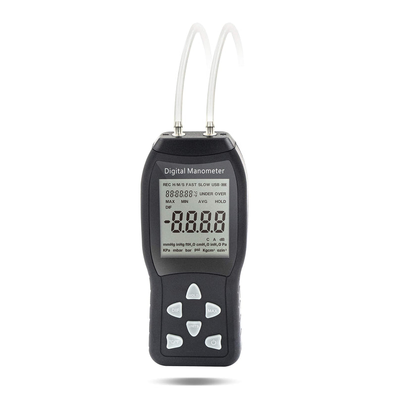 [Australia - AusPower] - AR1890P1, Digital Air Pressure Manometer to Measure Gauge & Differential Pressure ±13.79kPa / ±2 psi / ±55.4 H2O with 304 Stainless Steel Static Tube 5.13" x 2.34" Length 