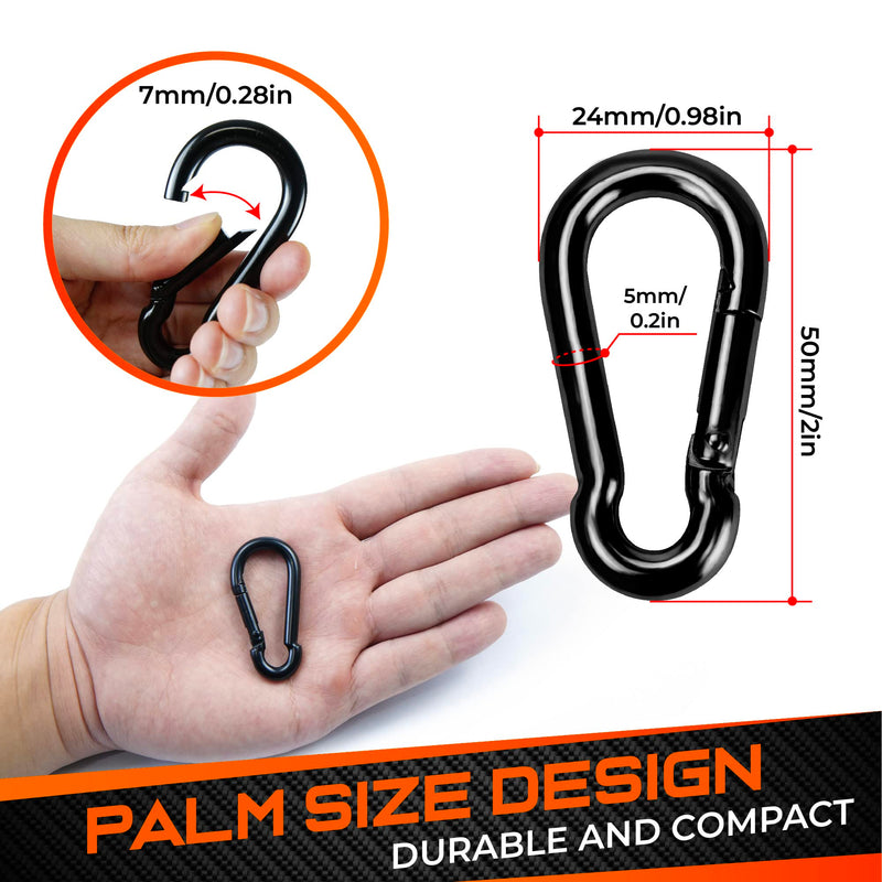 [Australia - AusPower] - Spring Snap Hooks, Carabiner Clip, Heavy Duty Rope Connector, Quick Link Carabiners Spring Snap Hooks for Indoor & Outdoor, Camping, Climbing, Fishing, Hiking 12Pcs 2In 