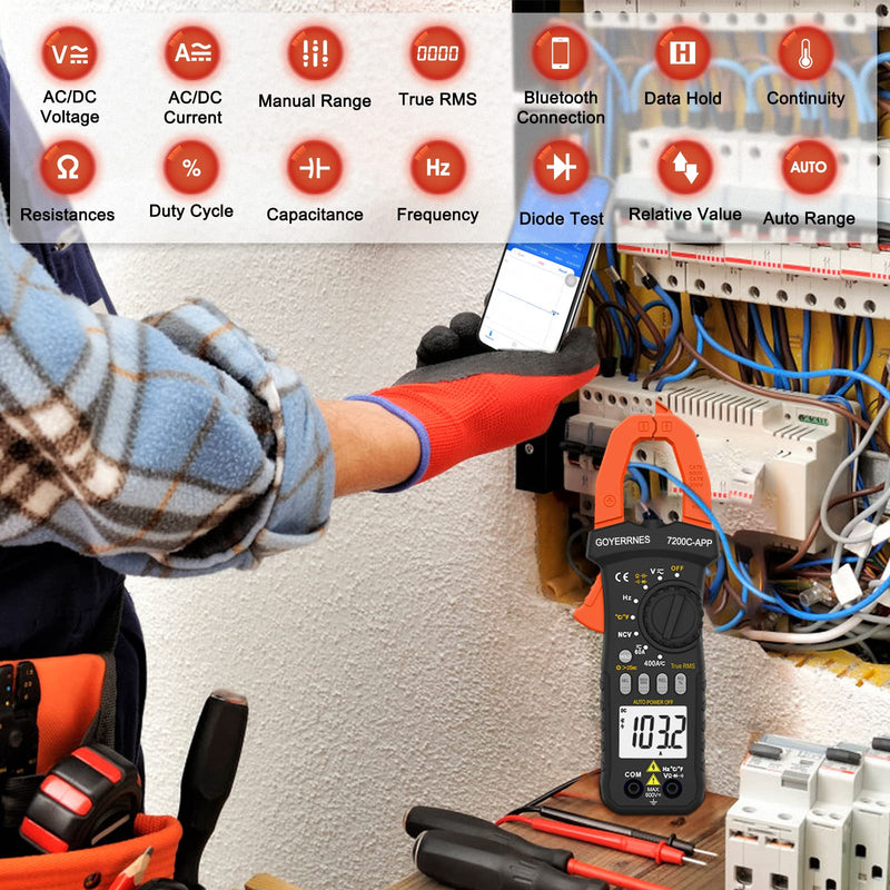[Australia - AusPower] - Digital Clamp on Meter Multimeter, T-RMS 4000 Counts Auto-ranging Amp Voltage Tester Measuring AC/DC Voltage & Current, Resistance, Capacitance, Frequency, Diodes, Continuity, NCV Detection, Clamp meter 