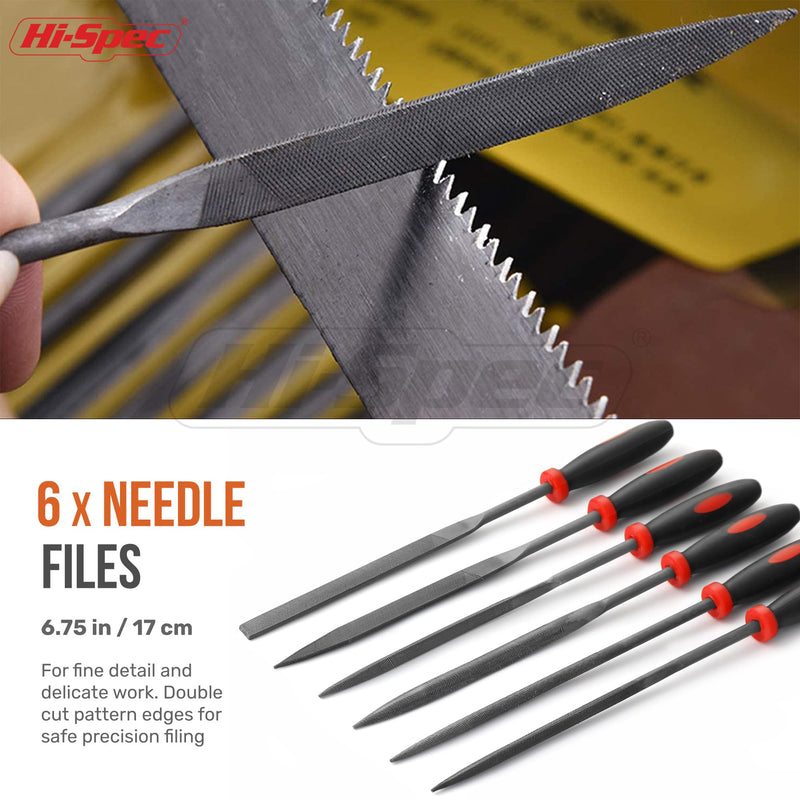 [Australia - AusPower] - Hi-Spec 6pc Metal Small Needle Hand File Tool Set Kit. Fine Micro Steel Files. Flat, Half, Round & Triangle for Crafts, Metal & Wood Work. 6 Pieces 