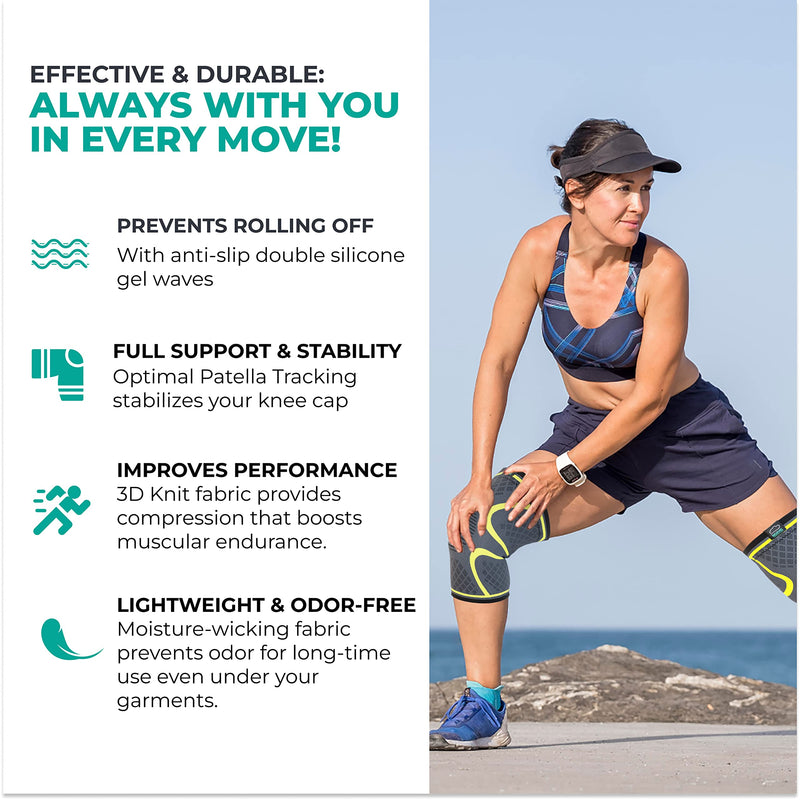 [Australia - AusPower] - MODVEL Knee Braces for Knee Pain Women & Men - 2 Pack Knee Brace for Knee Pain Set, Knee Brace Compression Sleeve, Knee Braces for Knee Pain Meniscus Tear, ACL & Arthritis Pain Relief - Knee Sleeves XXX-Large Yellow 