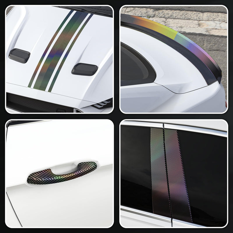 Lypumso 2D Carbon Fiber Vinyl Wrap, 2 Inch x 20ft Universal DIY Chrome Delete Tape Blackout Wrap Roll Car Window Trim Door Edge Guard Protection Tape Accessories with Free Tool Kit (Black) 2D Black